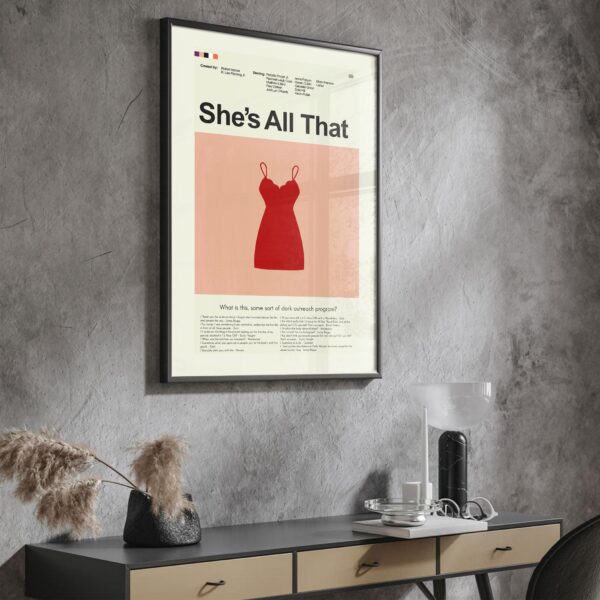 She's All That movie poster in mid-century modern 20th century design style