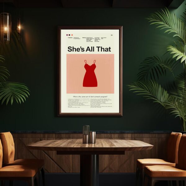 She's All That movie poster in mid-century modern 20th century design style