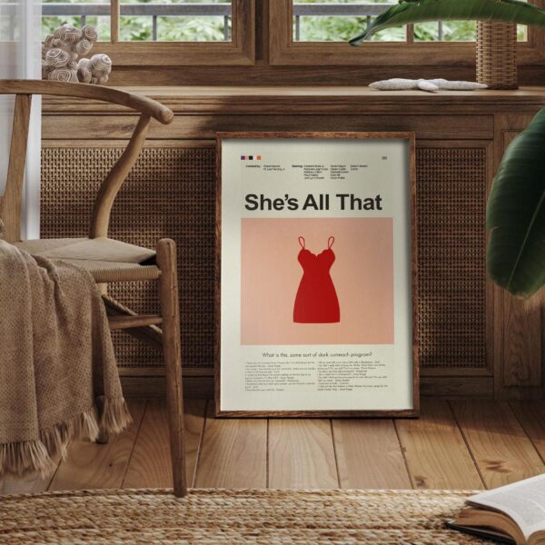 She's All That movie poster in mid-century modern 20th century design style