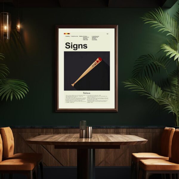 Mid-century modern Signs movie poster wall art with retro design