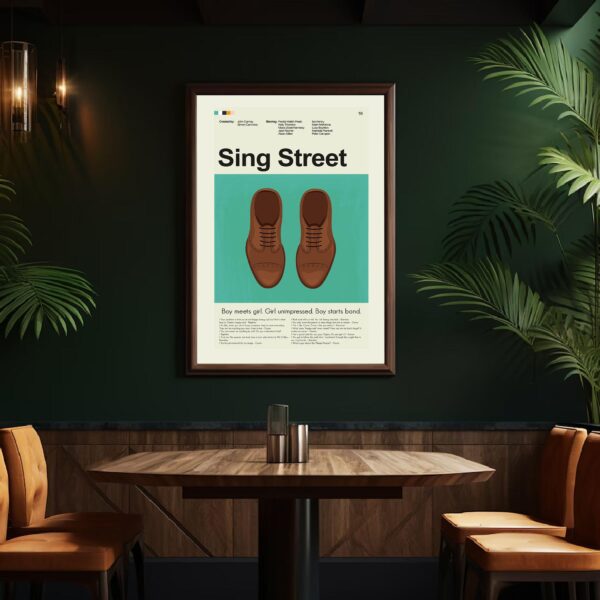 Large mid-century modern Sing Street movie poster design