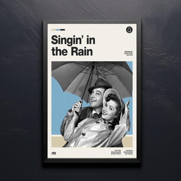 Singin' in the Rain mid-century poster art print