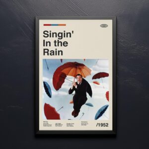 Singin' in the Rain mid-century poster retro artwork