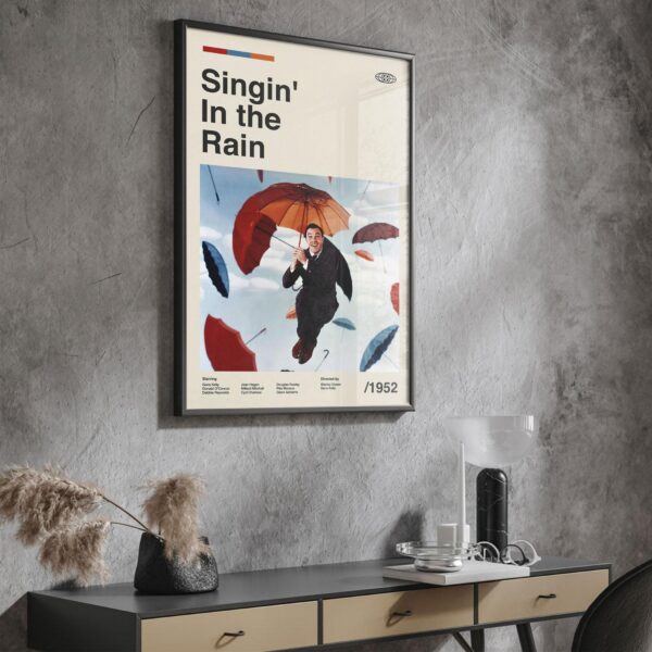 Singin' in the Rain mid-century poster retro artwork