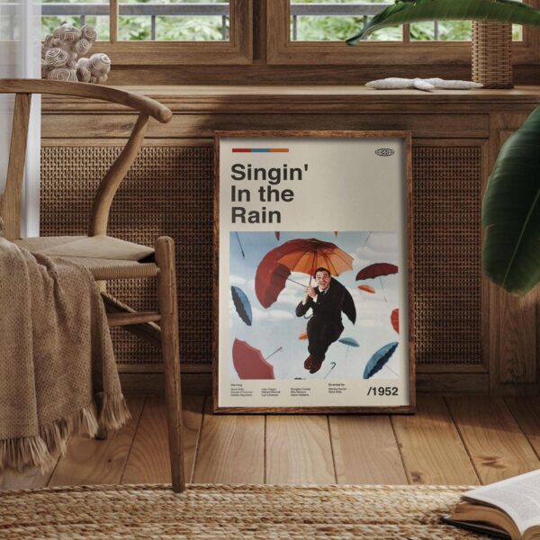 Singin' in the Rain mid-century poster retro artwork