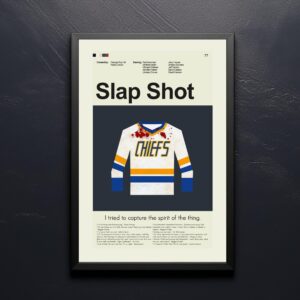Large mid-century modern Slap Shot movie poster with vintage design