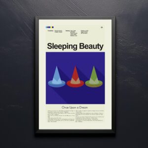 Mid-century modern Sleeping Beauty movie poster from mid 20th century