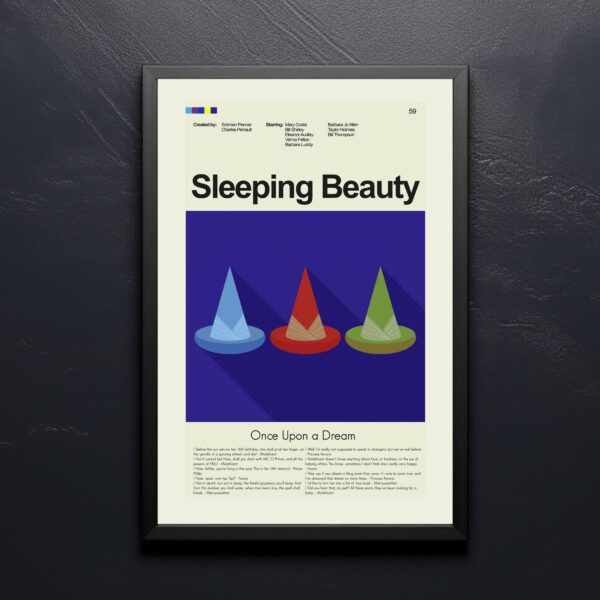 Mid-century modern Sleeping Beauty movie poster from mid 20th century