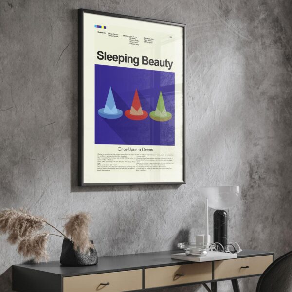 Mid-century modern Sleeping Beauty movie poster from mid 20th century