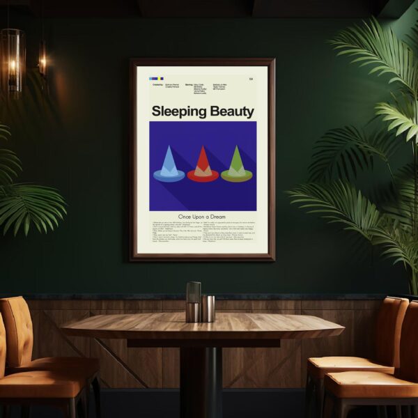Mid-century modern Sleeping Beauty movie poster from mid 20th century