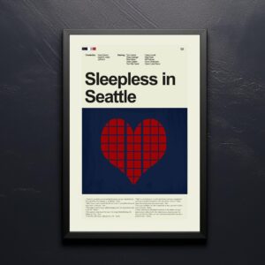 Mid-century modern poster of a house from Sleepless in Seattle movie