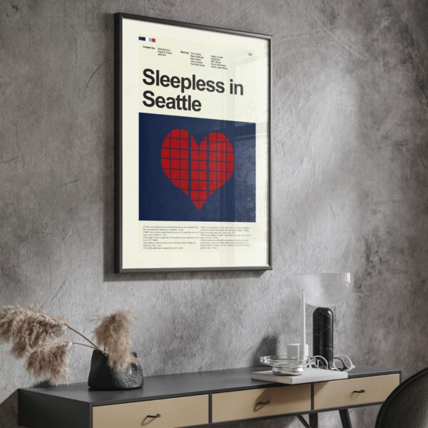 Mid-century modern poster of a house from Sleepless in Seattle movie