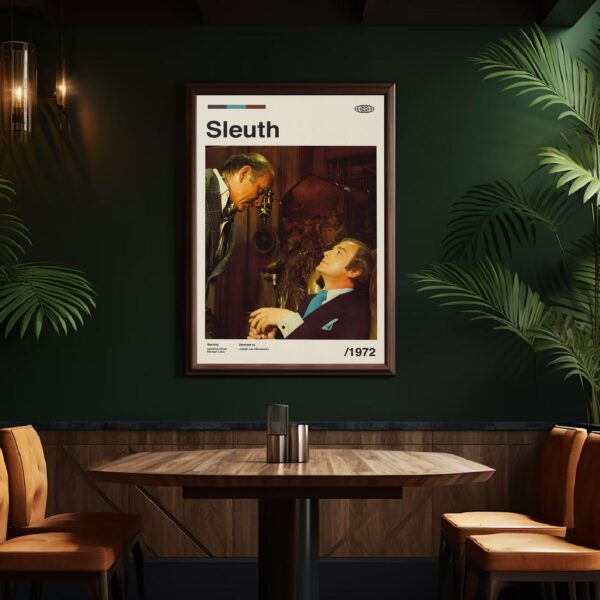 Sleuth Movie Poster, mid-century inspired retro artwork