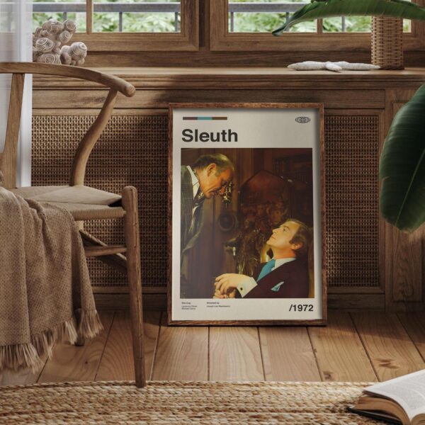 Sleuth Movie Poster, mid-century inspired retro artwork
