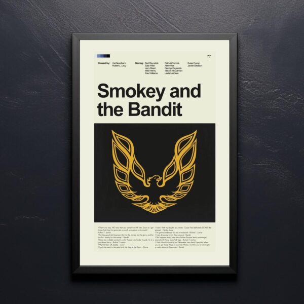 Smokey and the Bandit vintage mid-century modern movie poster