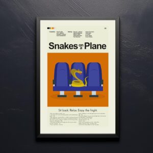Mid-century modern Snakes on a Plane movie poster with vintage design