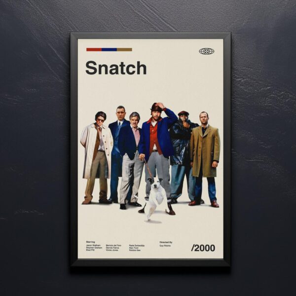 Large mid-century modern poster of Snatch movie artwork