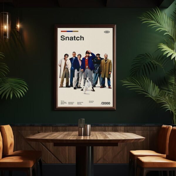 Large mid-century modern poster of Snatch movie artwork