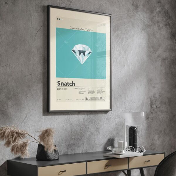 Mid-century modern Snatch movie poster with minimalist design
