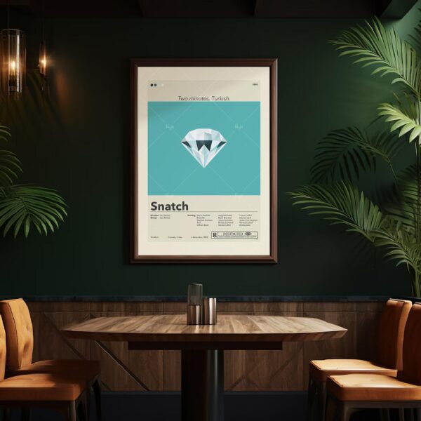 Mid-century modern Snatch movie poster with minimalist design