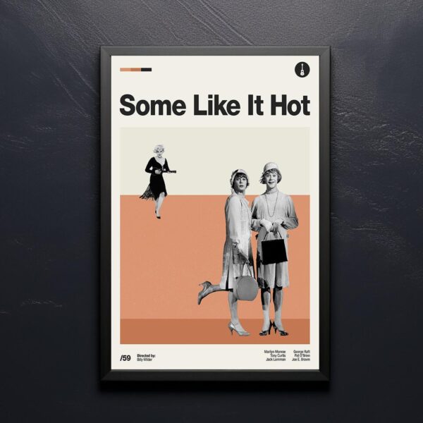 Some Like It Hot movie poster, mid-century poster art