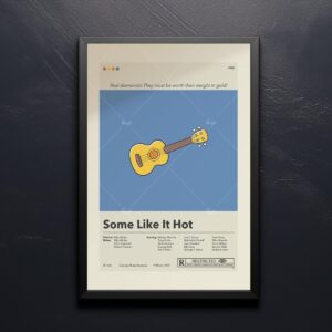 Some Like It Hot movie poster with mid-century modern house illustration