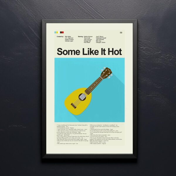 Some Like It Hot mid-century modern movie wall poster