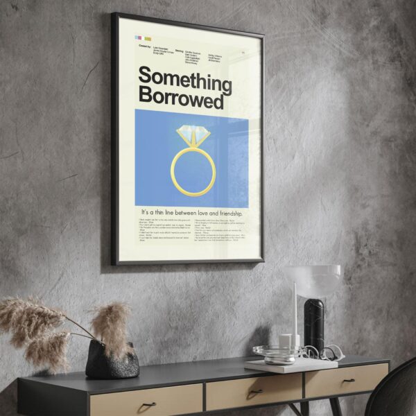 Vintage mid-century modern poster for Something Borrowed movie