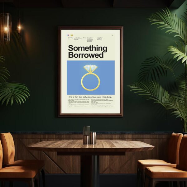 Vintage mid-century modern poster for Something Borrowed movie