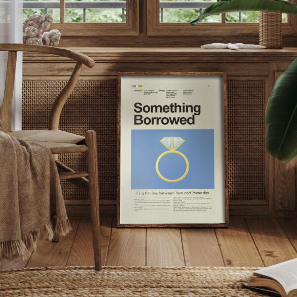 Vintage mid-century modern poster for Something Borrowed movie