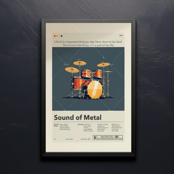 Mid-century modern graphic poster of Sound of Metal movie design