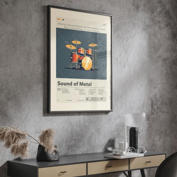 Mid-century modern graphic poster of Sound of Metal movie design