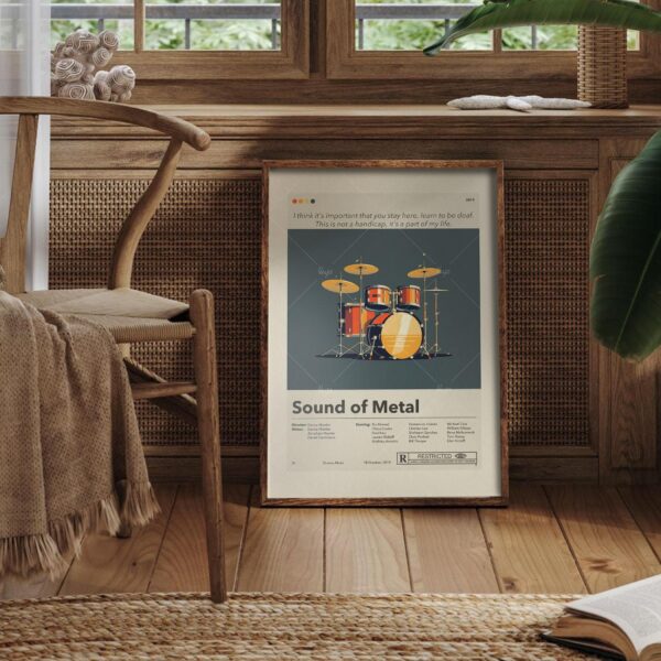 Mid-century modern graphic poster of Sound of Metal movie design