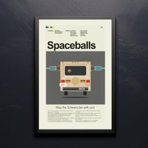 Mid-century modern Spaceballs movie poster design with retro style graphics