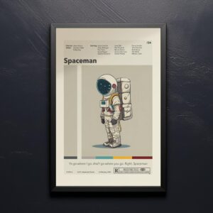 Spaceman mid-century modern movie poster with vintage 20th century design
