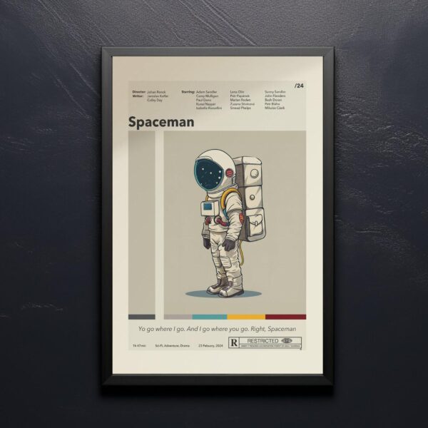 Spaceman mid-century modern movie poster with vintage 20th century design