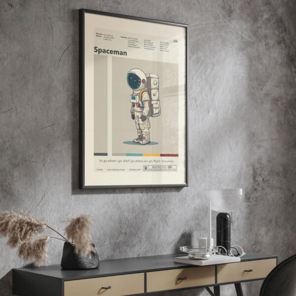 Spaceman mid-century modern movie poster with vintage 20th century design