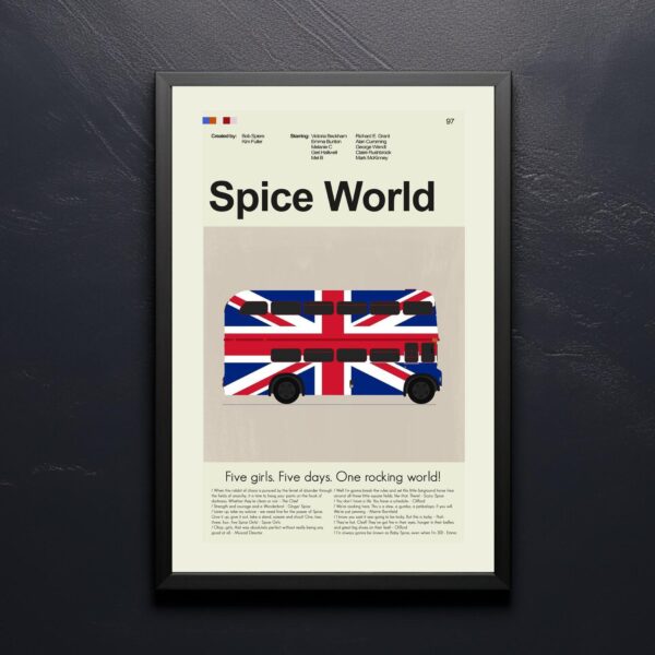 Mid-century modern graphic design poster for Spice World movie