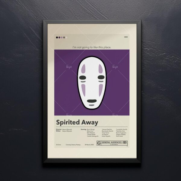 Large mid-century modern Spirited Away movie poster artwork