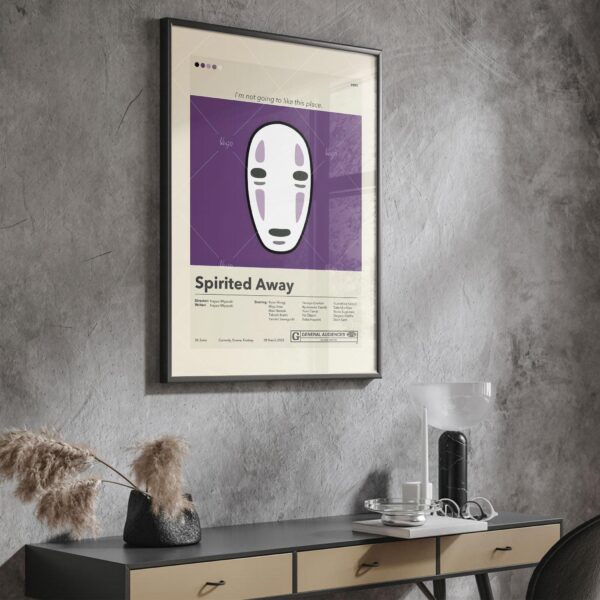 Large mid-century modern Spirited Away movie poster artwork