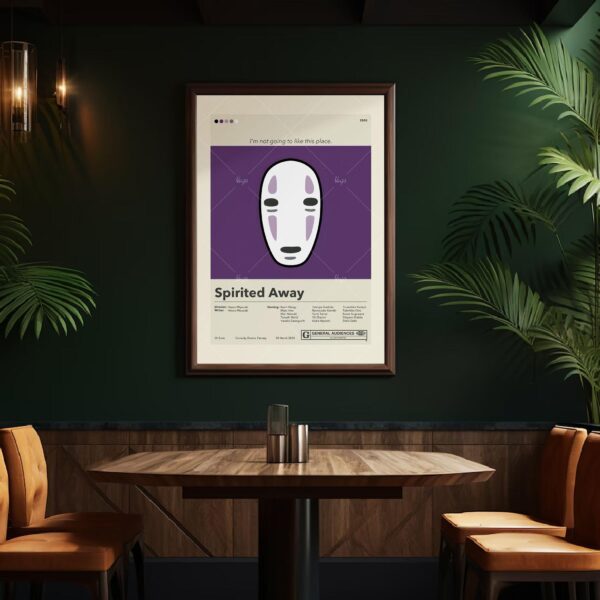 Large mid-century modern Spirited Away movie poster artwork