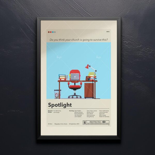 Mid-century modern Spotlight movie poster with vintage graphic design