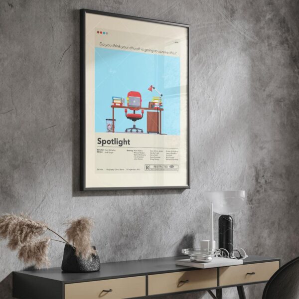 Mid-century modern Spotlight movie poster with vintage graphic design