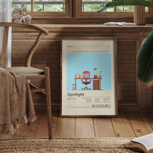Mid-century modern Spotlight movie poster with vintage graphic design