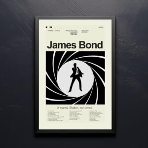 Mid-century modern poster of Stalin as James Bond in 20th century style
