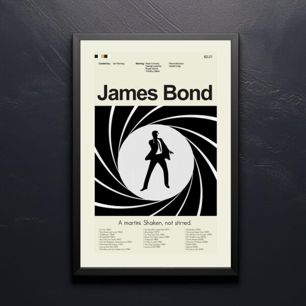 Mid-century modern poster of Stalin as James Bond in 20th century style