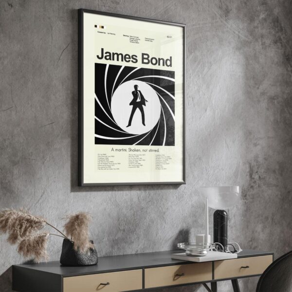 Mid-century modern poster of Stalin as James Bond in 20th century style