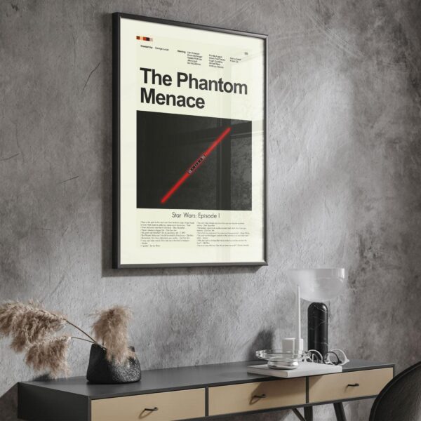Mid-century modern style Star Wars Episode I Phantom Menace movie poster
