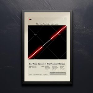 Mid-century modern vintage poster of Star Wars Episode I The Phantom Menace