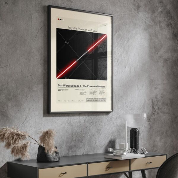 Mid-century modern vintage poster of Star Wars Episode I The Phantom Menace